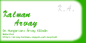 kalman arvay business card
